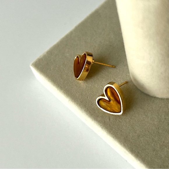 🍂Sweet Heart Earrings. Cheetah, Brown or Ivory with Gold. - Picture 6 of 12